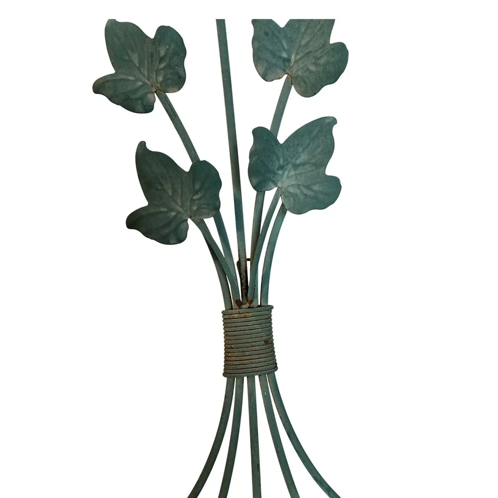 Vintage Ivy Leaf Wall Sconce (Pair of‎ 2) Blue Green Metal Candle Holder